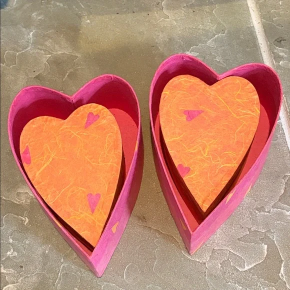 Set of 4 Pink Heart-Shaped Storage Boxes NWT Never Used - Picture 6 of 11